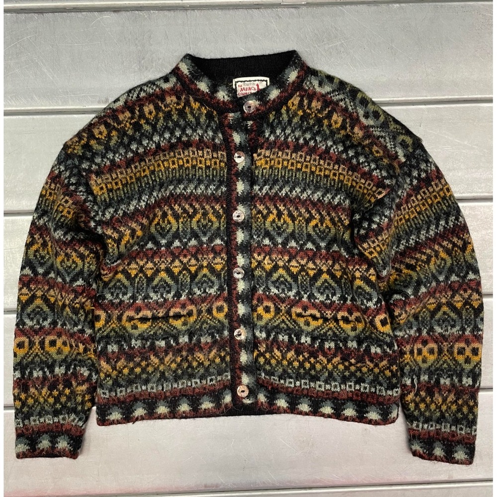 VTG‎ The Alpaca Connection Cardigan Sweater Womens Large Peruvian 100% Alpaca